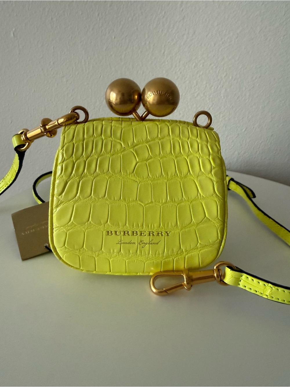 Alligator Mini Frame Bag Neon Yellow - Picture 3 of 6